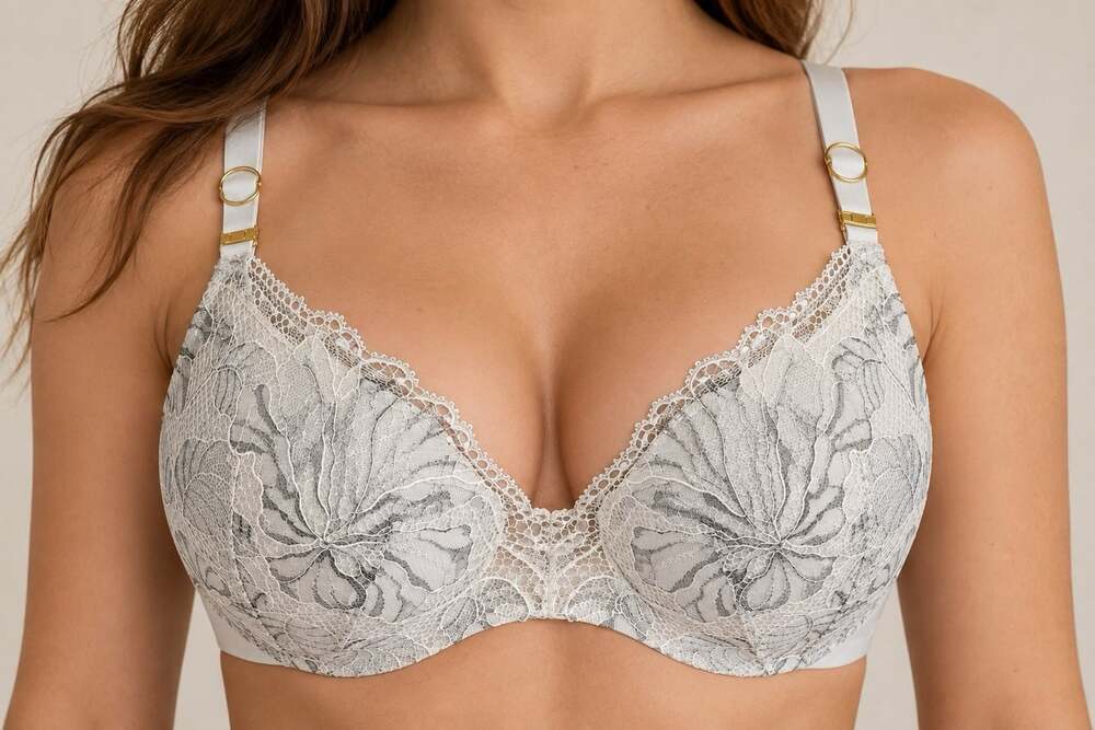 Victorias Secret Incredible Perfect Shape Bra 32DD Lace Push Up Underwire Ivory